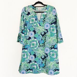 Jude Connally Blue and Green Paisley Dress